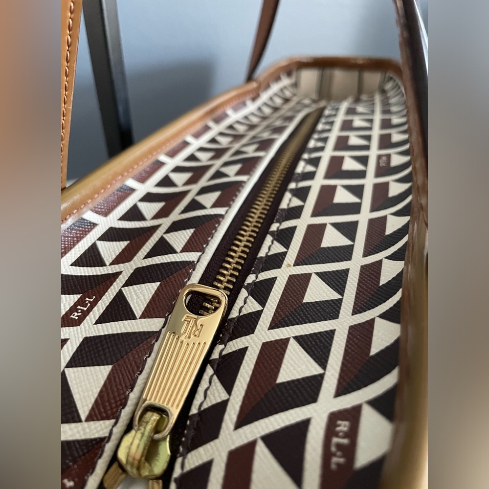 Ralph Lauren Brown, White & Tan Geometric Tote - Picture 11 of 11